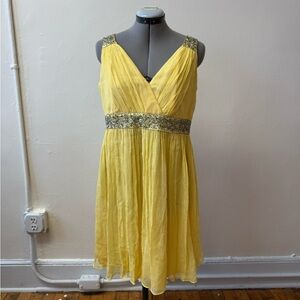 Maggy London Yellow Midi Dress with Silver Accents